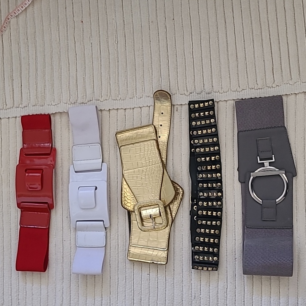 Styliseh Urban Behavior Belt Collection - Red, White, Gold, Black, Gray,Sz S/M